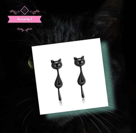 925 Sterling Silver Black Cat Stud Earrings £23.95