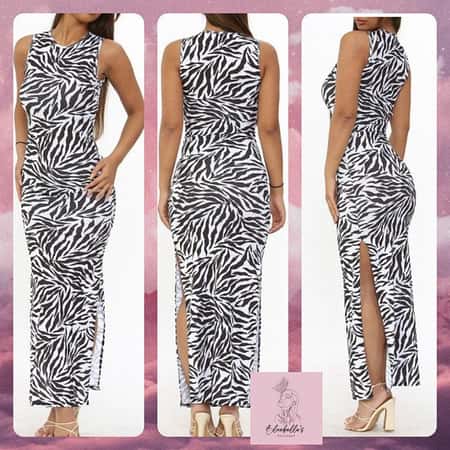 Zebra Print Side Split Maxi Dress £15.98