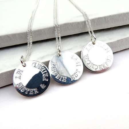 Personalised round disc necklace