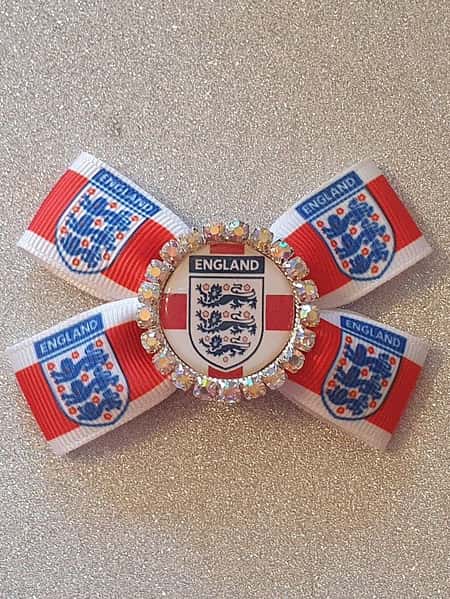 Baby Girls England Football Team Rhinestone Emblem Hairbow or Headband