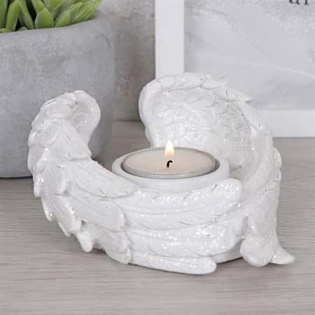 Glitter angel wings candle holder