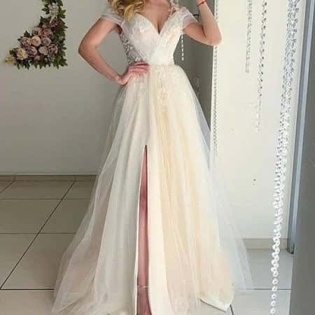 Off the shoulder wedding dress