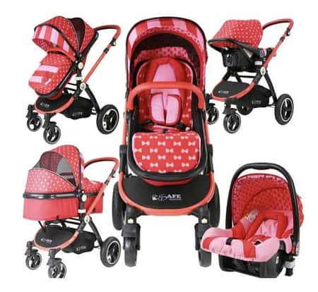 2 in 1 isafe pram system - bow dots (limited edition) + car seat