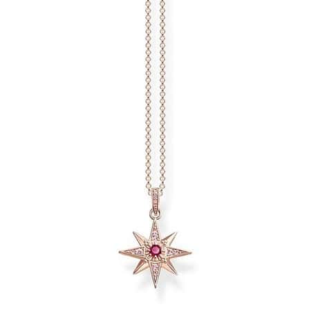 SAVE - THOMAS SABO Rose Gold Plated Magic Stars Pink Zirconia Necklace
