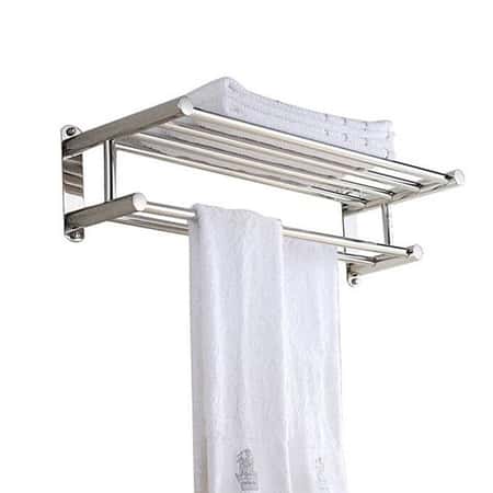 Double chrome towel rail holder wall mounted