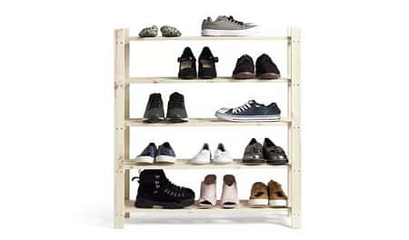 SAVE - Habitat 5 Shelf Shoe Storage Rack - Solid Unfinished Pine