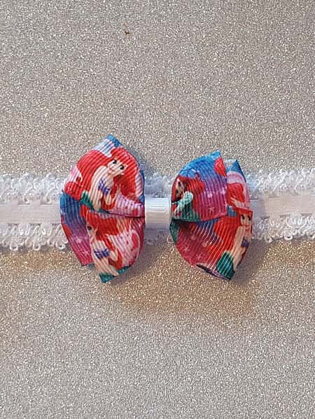Baby Girls Childs Little Mermaid Disney Princess Ariel Mini Hairbow or Headband