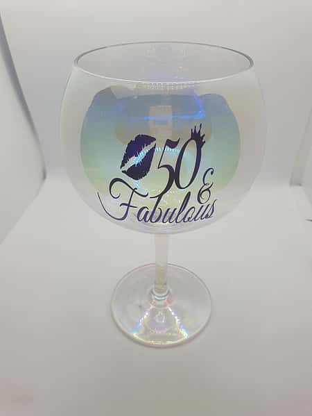 Personalised pearlescent Gin glass