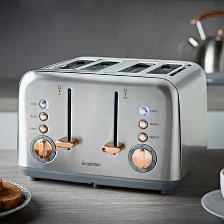 SAVE - Goodmans Stainless Steel 4 Slice Toaster - Rose Gold