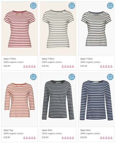 2 for £40 on our Famously Soft, Organic Cotton Stripey Shirts