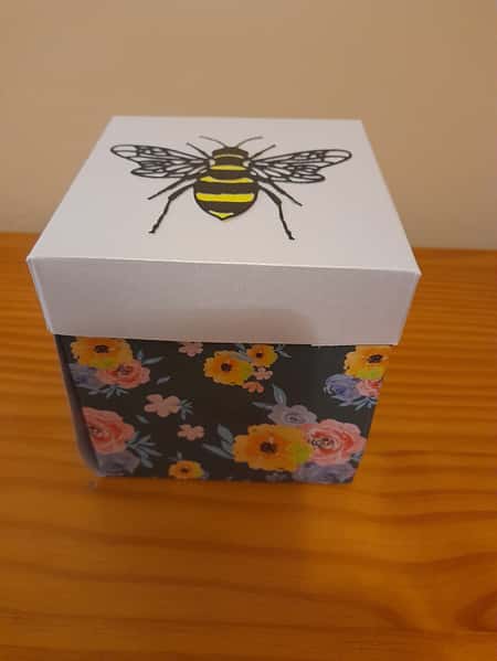 Another of my new designs on the Exploding box with felt flower arrangement inside.