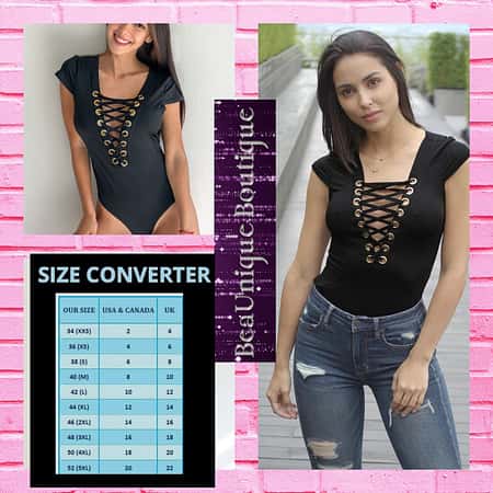 Black Lace Up Cap Sleeves Bodysuit £15.99