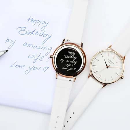 Ladies White Architēct Blanc Watch With Handwriting Engraving