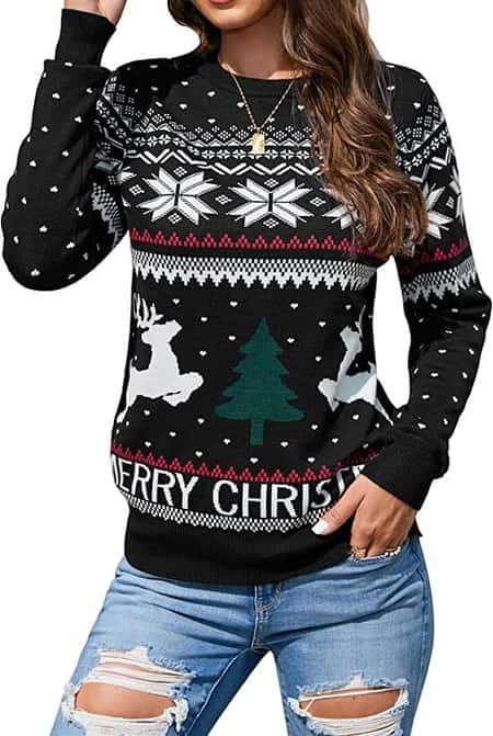 Clearlove Women's Christmas Jumper Long Sleeve Knitted Pullover Sweatshirts Ladies Round Neck