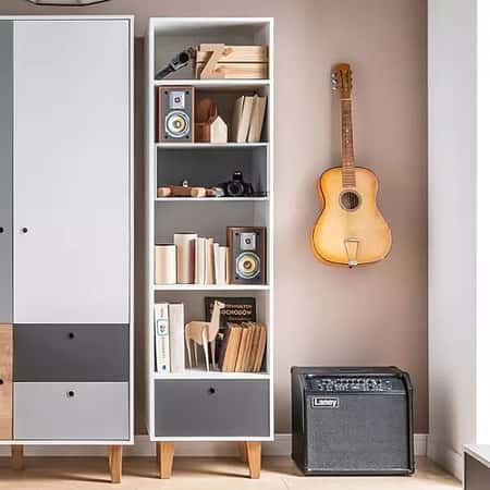 SAVE - Vox Concept Narrow Bookcase in White & Grey