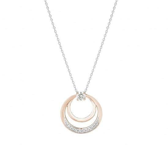 Save £100 on this 9ct rose and white gold double circle pendant