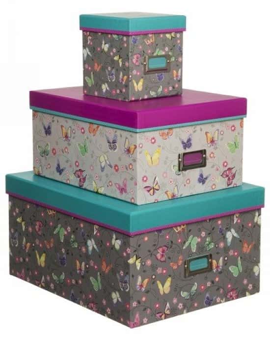 Beautiful WHSmith Amelie Colourful Butterfly and Floral Nested Storage Boxes: Save £12.00!