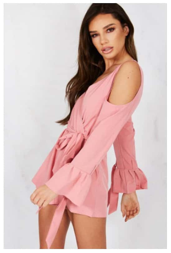H!RN PINK CUT OUT TIE DETAIL PLAYSUIT: SAVE £10.00!