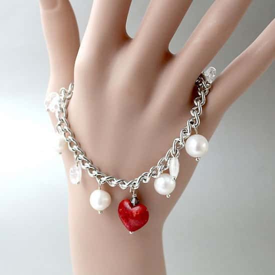 This Coral Heart and Pearls Bracelet for £30