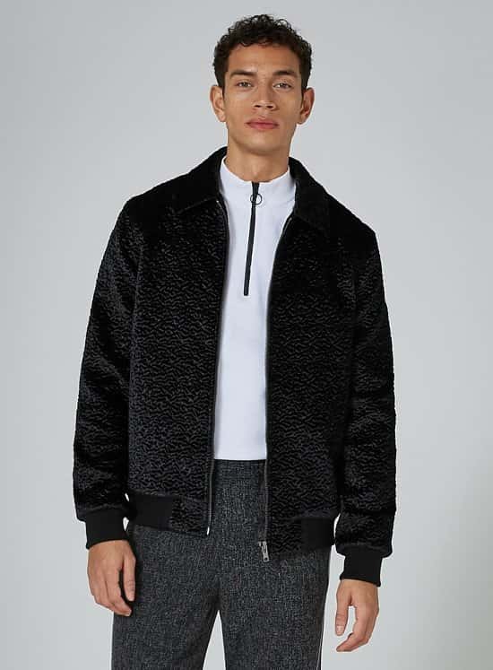 Black Faux Fur Harrington Jacket: Save £60.00!