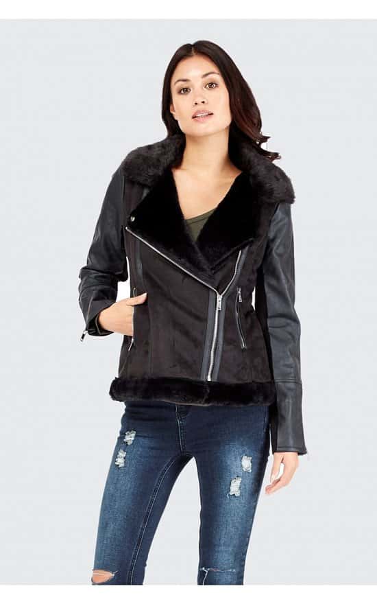 Save £10 on this Suedette mix PU jacket