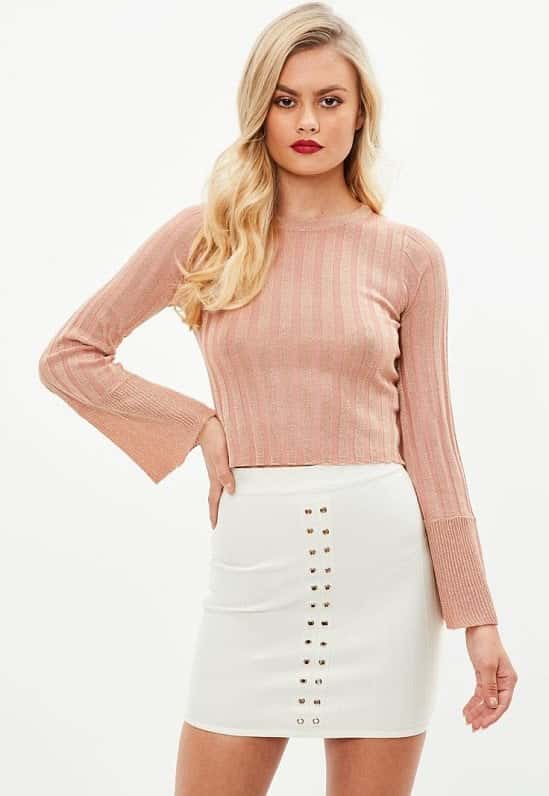 Save 50% on this Pink Ribbed metallic cropped jumper