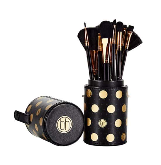 BH Cosmetics 11 Piece Brush Set Black With Polka Dot Case: Save £11.50!