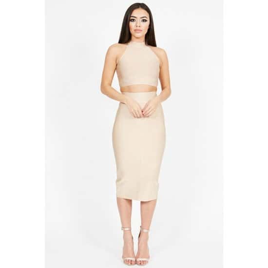 Nude Crop Top and Bandage Skirt Co-rd: Save £26.00!