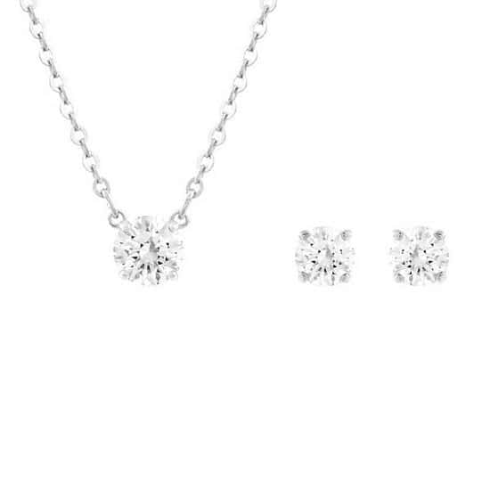Mothers Day Gift Idea - Swarovski Crystal Attract Rhodium Plated Stud Earrings and Pendant Set - £85