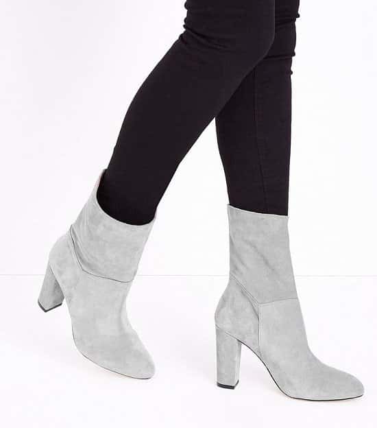Grey Premium Suede Calf Slouch Boots - ONLY £30!