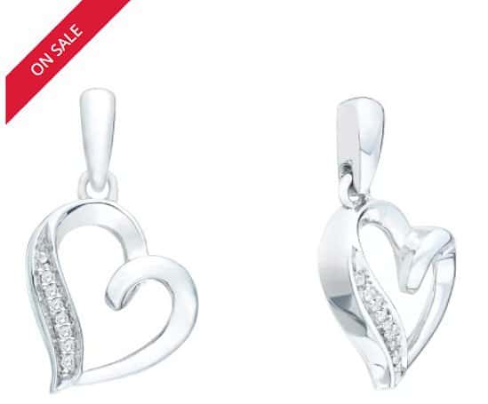 Sterling Silver Diamond Heart Earrings - SAVE £60