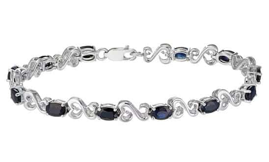 HALF PRICE! Silver Diamond Sapphire Bracelet - Open Hearts By Jane Seymour