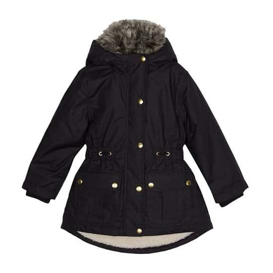 50% OFF this BLUEZOO Girls' Black Borg Lined Parka Coat!