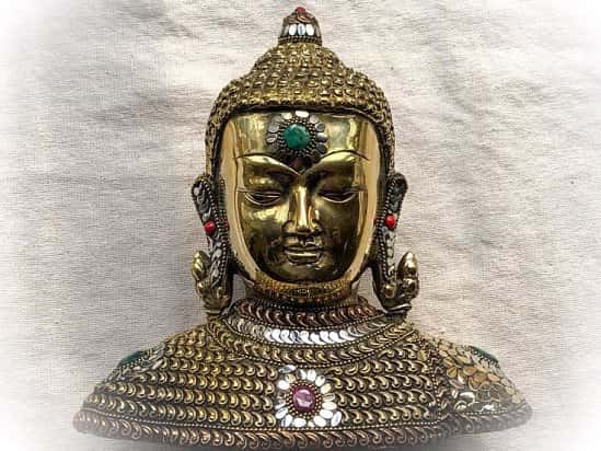 Solid Brass Buddha Set with Semiprecious Stones £85.00!