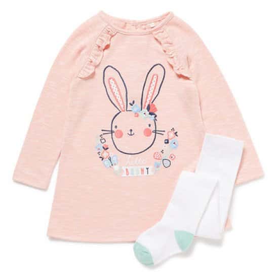 Pink Bunny Sweat Dress and Tights Set - ONLY £4.50