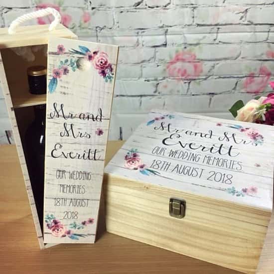 Personalised Printed Wedding Box and FREE Wine Box set - SAVE 11%
