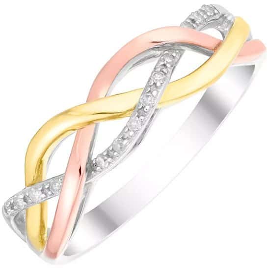 9ct Gold Three Colour Diamond Set Eternity Ring - SAVE £100!
