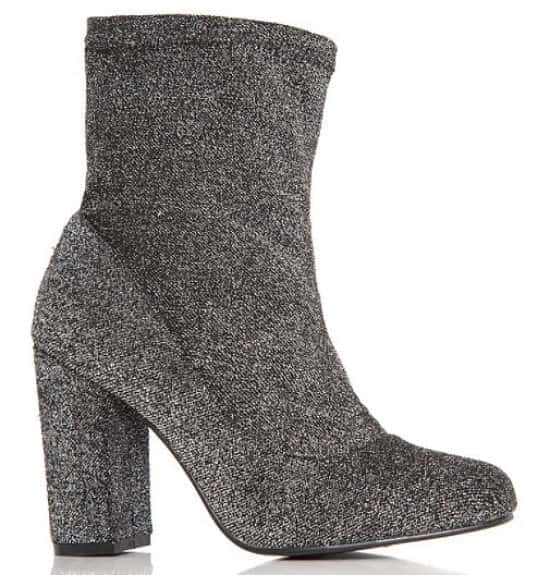 Grey Textured Block Heel Ankle Boots - ONLY £9.99!