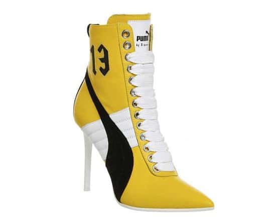 SAVE £250 on these FENTY Puma High Heel Sneakers Yellow Leather!
