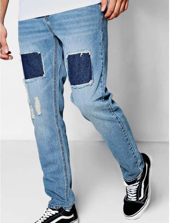 SAVE £16 on these Slim Fit Jeans with Repaired Thigh Detail!