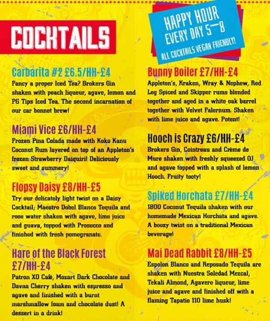 Happy Hour - 5 to 8pm - All Cocktails from under £5!