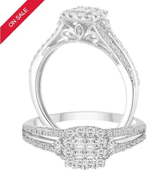LEES THAN HALF PRICE - 9ct White Gold 2/5ct Diamond Princessa Ring!