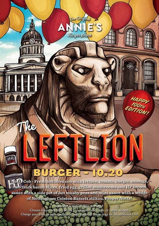 Ay up duckeh! Annie's brand new special is available right now! The Leftlion Burger.