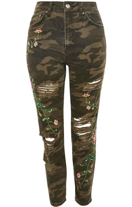 SAVE 49% on these Camouflage Embroidered Mom Jeans!