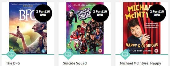 DVDs 2 for £10 or 5 for £20. Blu Ray 5 for £30 with FREE SHIPPING!