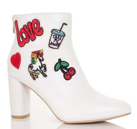 SAVE 65% on White PU Patchwork Embroidered Ankle Boots!