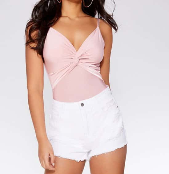 25% OFF - Blush Pink Knot Front Bodysuit!