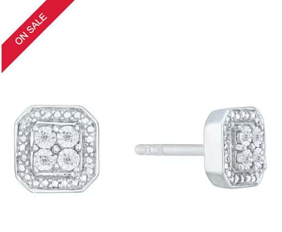SAVE £90 on these Sterling Silver & Diamond Square Cluster Earrings!