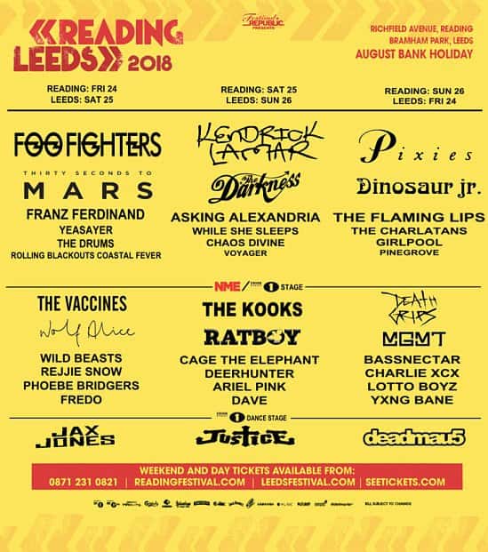 Reading and Leeds Festival tickets from £69.50!