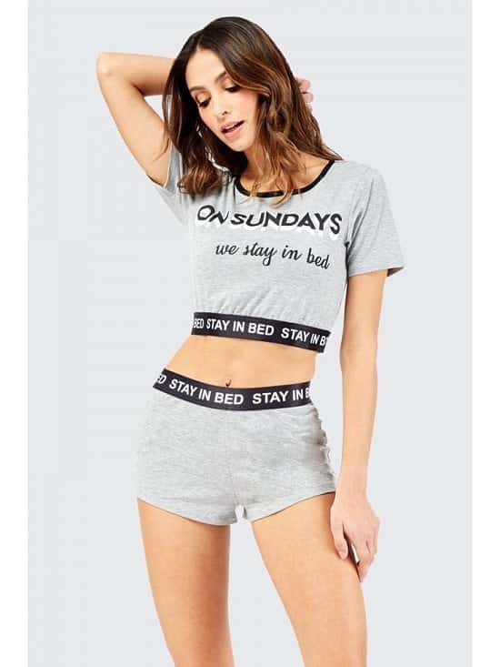 20% OFF this 'On Sundays We Stay In Bed' Tee + Short Set!